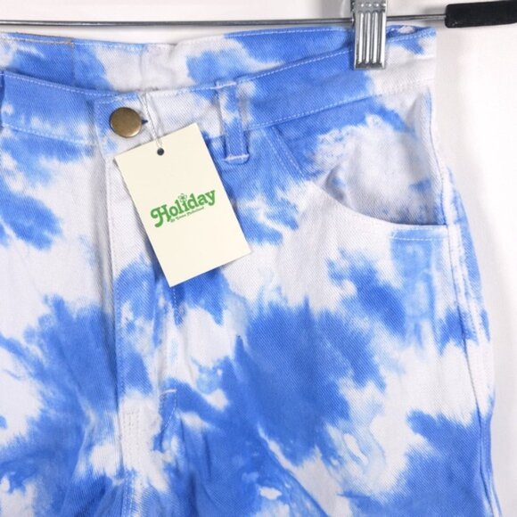 NWT Holiday by Emma Mulholland Tie Dye Wide Leg Straight Jeans Cotton Size 28 - Picture 10 of 13